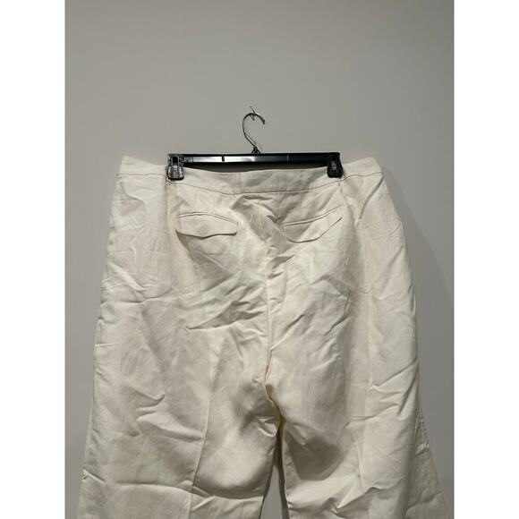 Talbots Plus Size 20 High Rise Petite Linen Work Heritage Pants Cream Neutral - Picture 5 of 11